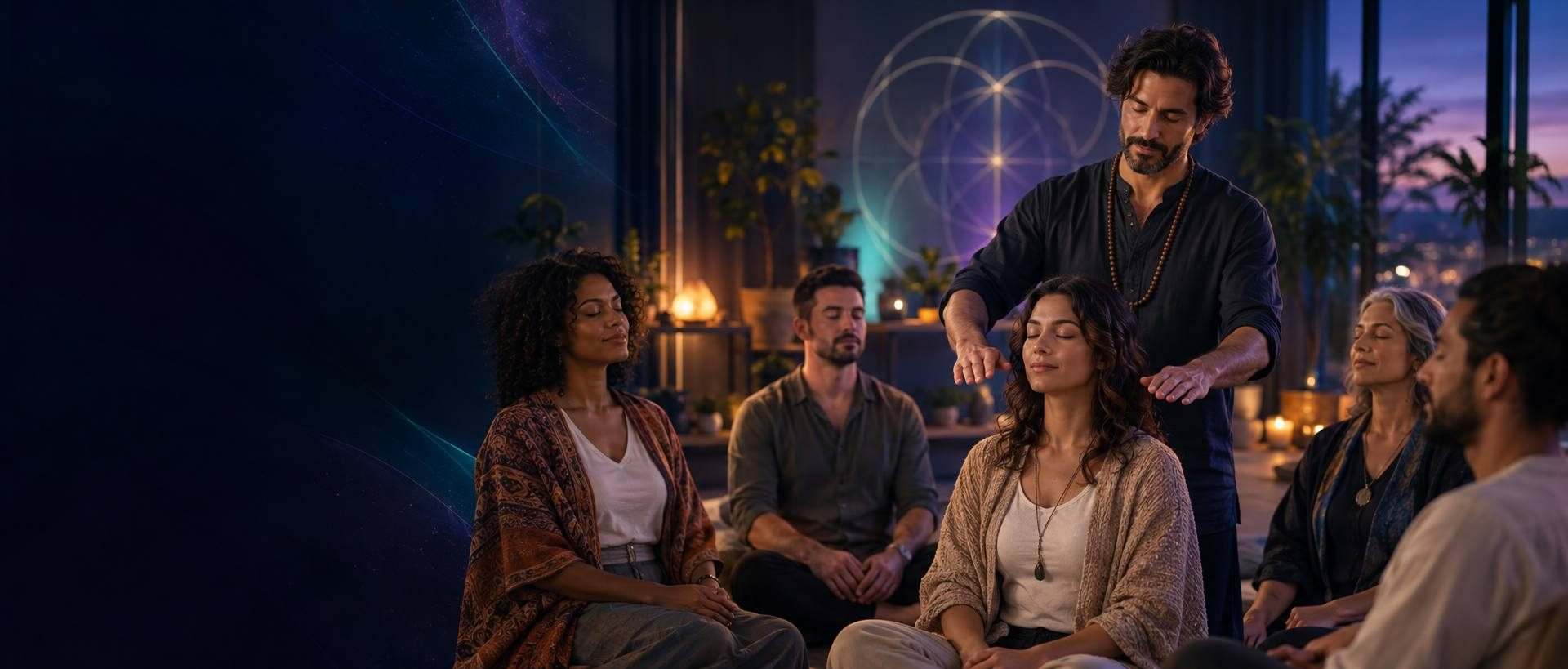 Grupo participando de uma vivência acolhedora de Reiki Usui