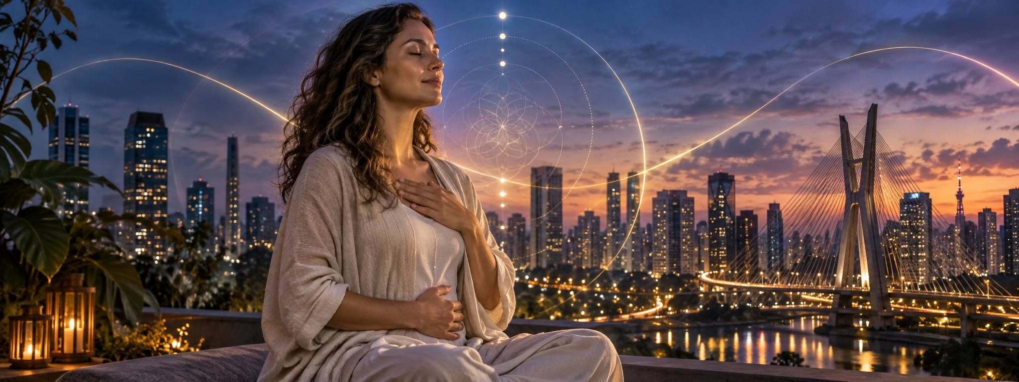 Representação conceitual de uma vivência de Reiki em São Paulo